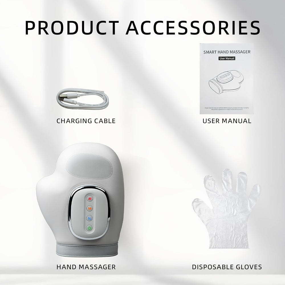 Hand Massager with Heat & Air Pressure, 3D Shiatsu Kneading 6 Modes Rechargeable Portable Hand Massager for Arthritis Pain