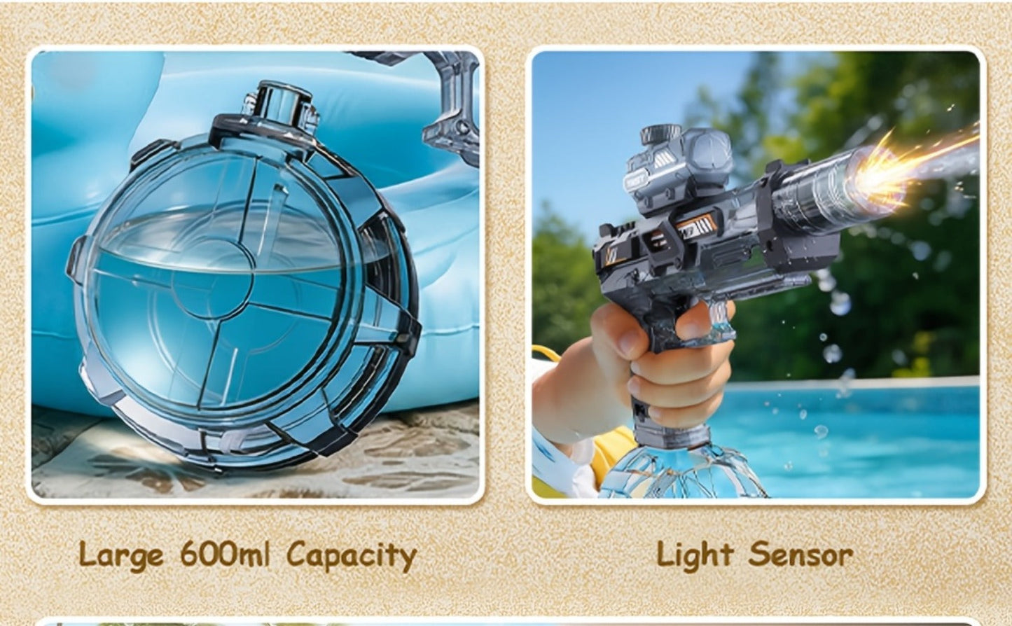 Kids Electric Water Gun with Sound Effects for Ages 3-6 – Automatic High Capacity Squirt Blaster Long Range
