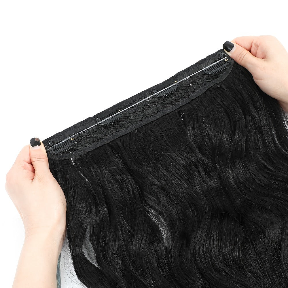 Invisible Wire Hair Extensions 22 Inch for Women – Transparent Fish Line 4 Clips Long Wavy Hairpiece for Thin Fine Hair