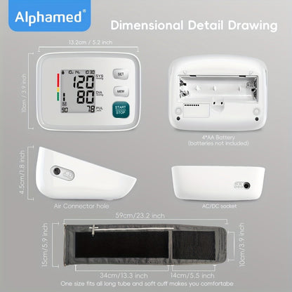 Blood Pressure Monitor Upper Arm - Digital BP Machine, Large Display, 2-4 User Memory 199 Readings