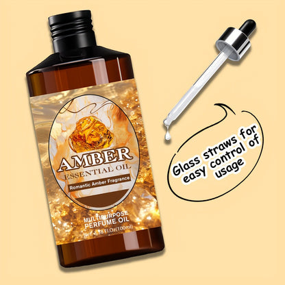Essential Oil Amber Romantic Fragrance 100ml Dropper Bottle for Diffuser, Massage and DIY Blends