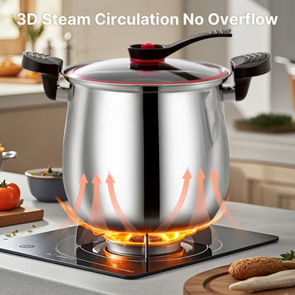 Stainless Steel Quick Cooking Pot with Lid Large, Food-Grade Non-Stick Scratch-Resistant Saucepan