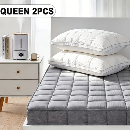 Luxury Hotel Pillows 2-Pack, King & Queen Size, Polyester Fill, Satin Cover, Deep Sleep Neck Support
