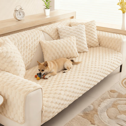 Sofa Cover 35.5-Inch Fuzzy Polyester Single-Piece Pad with Silicone-Dot Backing for 2 to 4 Seats