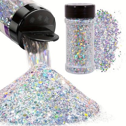Holographic Chunky Glitter Set 4 Boxes 200g – Laser Diamond Metallic Hexagonal Flakes for Epoxy Resin, Tumblers, Scrapbooking