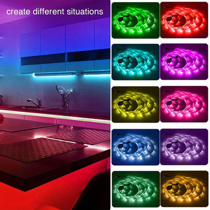 Color Changing LED Strip Lights RGB Music Sync App Remote Control 16 Million Colors Dimmable Timer DIY Smart Light Strip for Bedroom Living