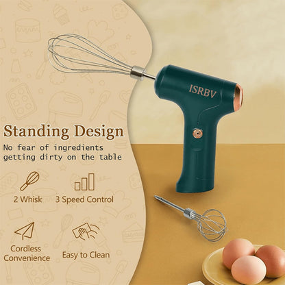 Cordless Electric Egg Beater & Cream Whipper - Handheld Stand-Up Portable Mixer for Cake Baking, Ice Cream & Whipping
