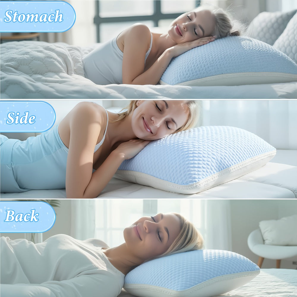 Bed Pillows 2 Pack for All Sleeping Positions, Premium Polyester Fill Pillow Set for Side Back Stomach Sleepers