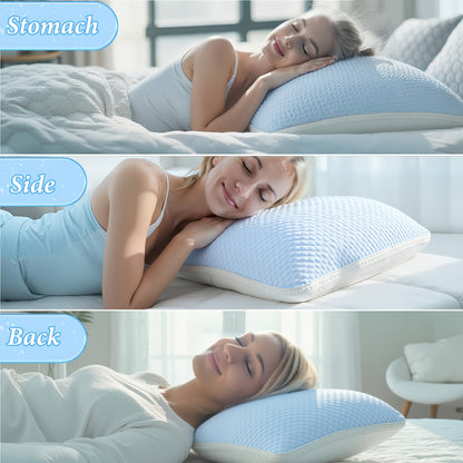 Bed Pillows 2 Pack for All Sleeping Positions, Premium Polyester Fill Pillow Set for Side Back Stomach Sleepers