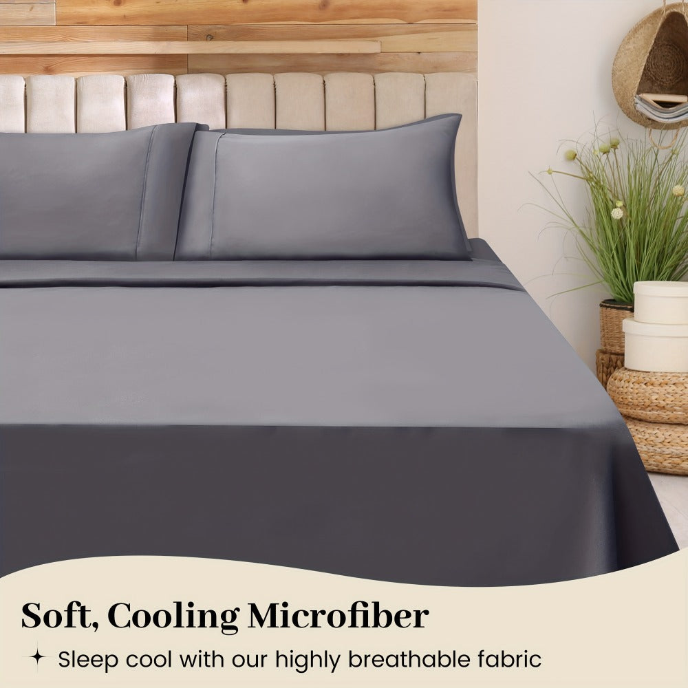 Bed Sheet Set California King 6-Piece Microfiber with 18-Inch Pocket and Sixteen Solid Color Choices
