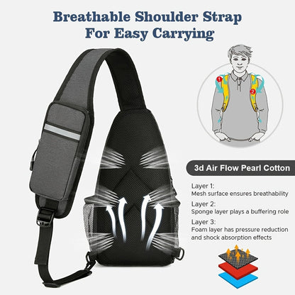 Crossbody Sling Backpack for Women Men – Lightweight Oxford Cloth Shoulder Chest Bag Daypack for Hiking Traveling Camping