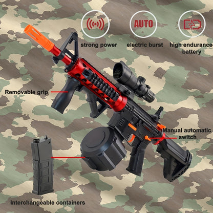 High-Performance Rechargeable Electric Splash Ball Toy Gun, USB Charge Portable Combat Outdoor Shooting Rifle for Kids Boys Teens