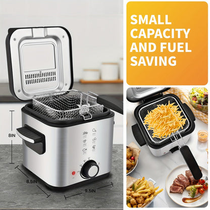 Black Deep Fryer in 1.5L to 6L Sizes with Foldable Basket Handle, Transparent Window and Removable Lid