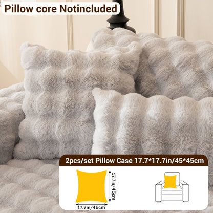 Sofa Cover Bubble Faux Rabbit Fur Panels with Silicone-Dot Backing for Seat, Armrest or Backrest