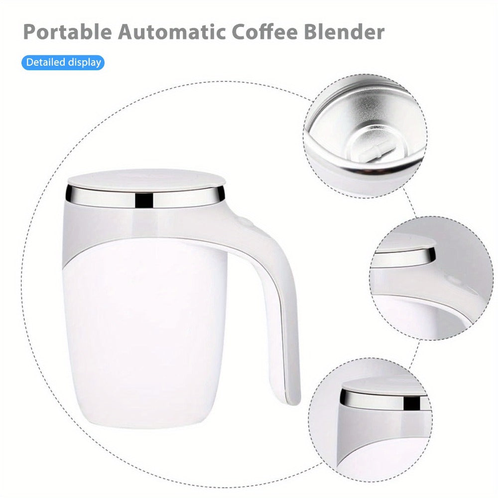 Self Stirring Coffee Mug with Magnetic Stirring Technology, 13.3oz Stainless Steel Travel Mug, No Battery Needed