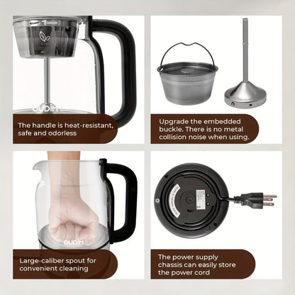 OD-T1206 Glass Coffee Maker and Tea Brewer with 1.2L Capacity, 600W Rating and Keep-Warm Control