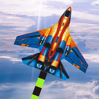 Large Fighter Plane Kite 200cm+ Polyester – Colorful Stunt Kite for Adults & Kids, Outdoor Flying Fun at Beach Park & Open Fields