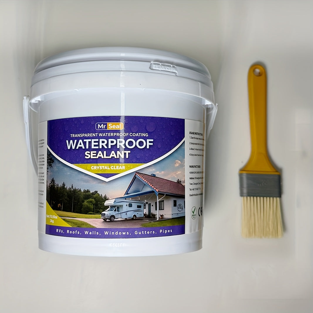 RV Waterproof Sealant 4.41LB – Flexible Clear Roof & Gutter Sealant Covers 160 Sq Ft | Multi-Surface Water-Based Coating for RV