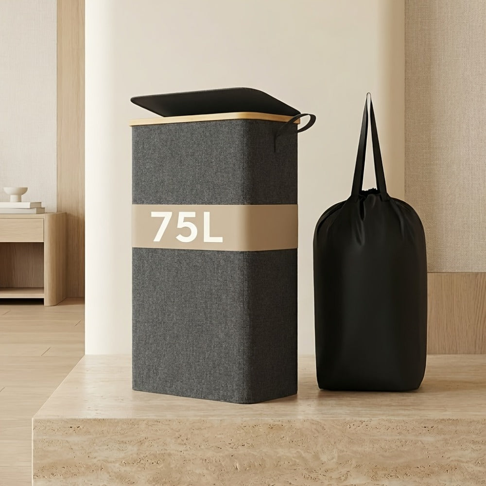 Slim Lidded Laundry Hamper with Removable Bag in Six Colors and 50L, 65L or 75L Options Pictured