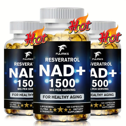 NAD+ Supplement Capsules with Resveratrol, Cellular Energy, & Daily Vitality Support for Women & Men