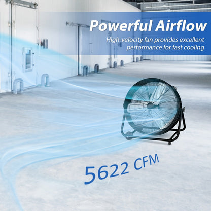 Industrial Drum Fan High Velocity Floor Fan 24 30 Inch, 3-Speed Metal Air Circulator 360 Tilt Casters ETL Listed