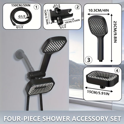 2-in-1 High Pressure Handheld Shower Head Set with Rain Showerhead, Long Hose T-Valve ABS Wall Mount Bathroom Upgrade