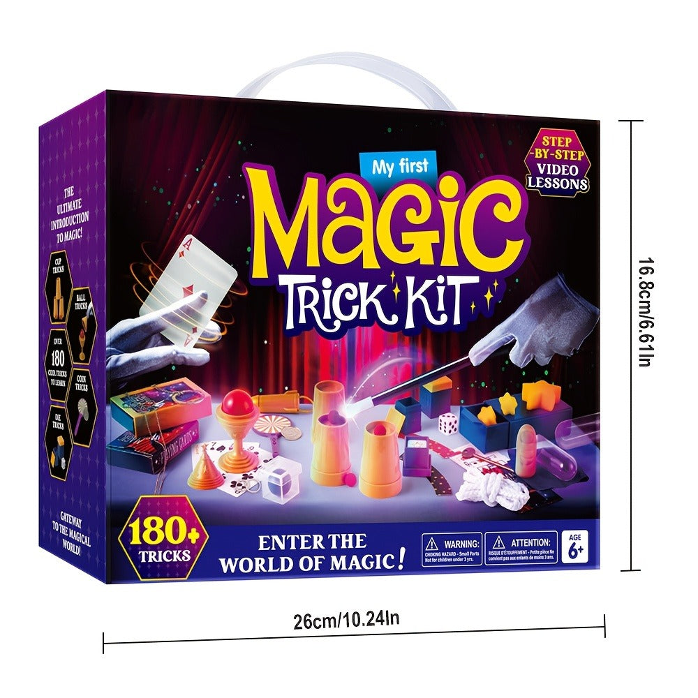 180+ Magic Tricks Kit for Kids, Complete Magician Starter Set with Step-by-Step Video Lessons, Magic Wand