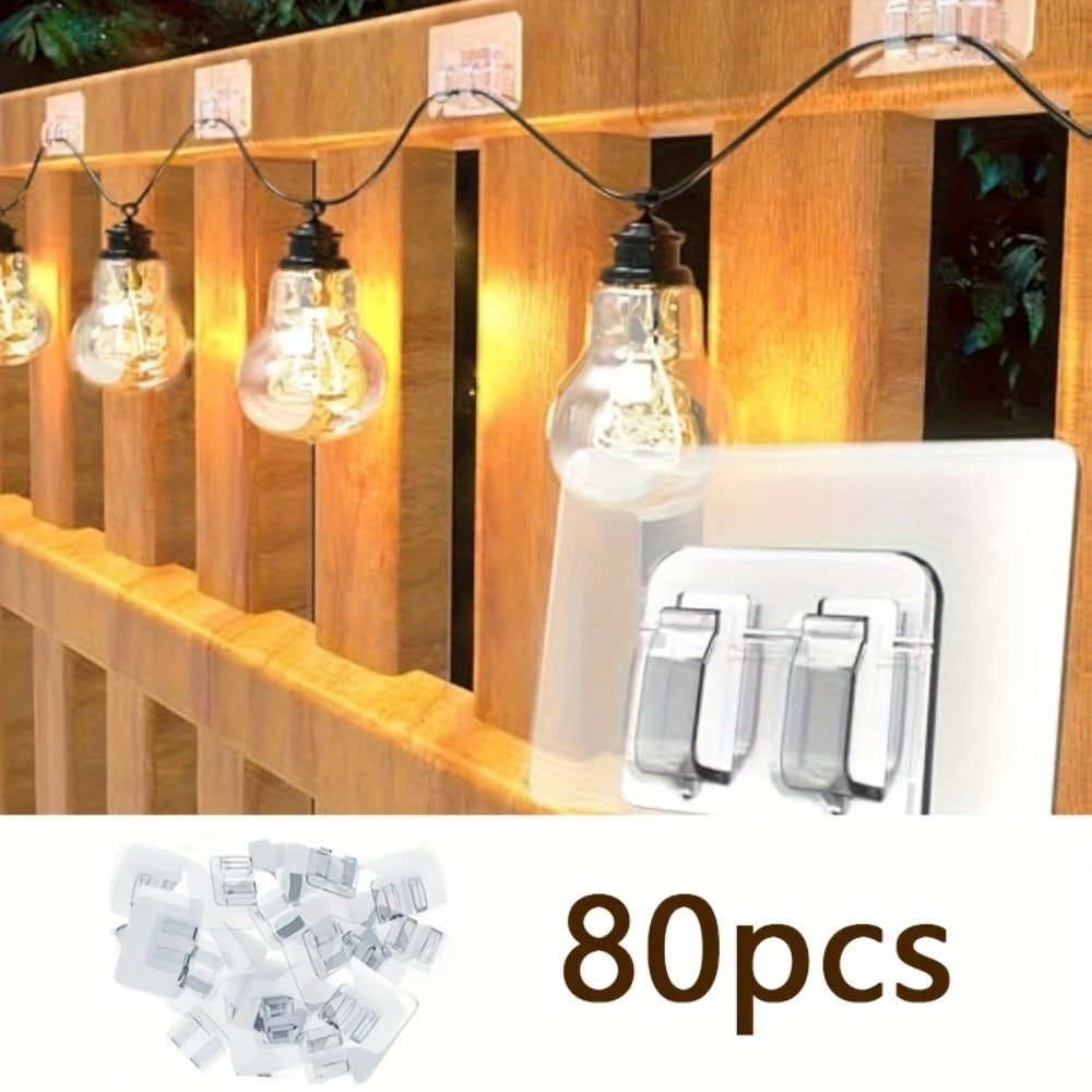 Adhesive Hooks for Outdoor String Lights - No-Damage Clips for Christmas Patio Garden Balcony Decor (40/80/160/250/400pcs)