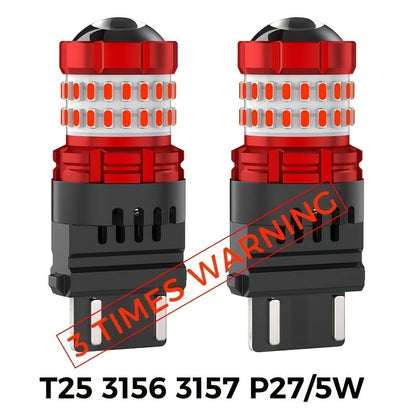 LED Brake Light Bulbs 1156 1157 3157 – Red Stop Tail Parking Lights with 3-Flash Warning, No Error, 2pcs (BA15S BAY15D 7443 3156 P21W)