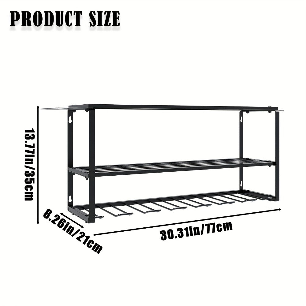 Wall Mount Power Tool Storage Rack, Steel 3-Tier & 4-Tier Garage Tool Organizer with 7 Bit Holders