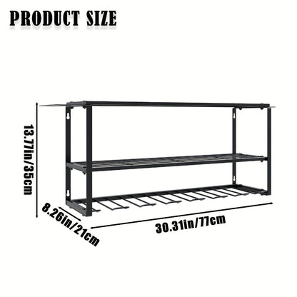 Wall Mount Power Tool Storage Rack, Steel 3-Tier & 4-Tier Garage Tool Organizer with 7 Bit Holders