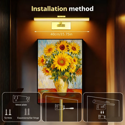 Picture Light 16 Inch Wireless Battery Powered LED Wall Light 6000mAh Rechargeable Remote for Entryways, Bedrooms and Living Spaces