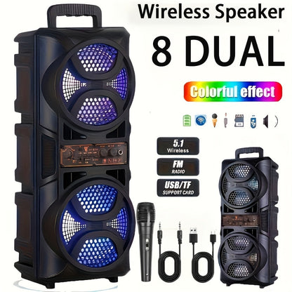 1200W PA Bluetooth Speaker with Wired Microphone & LED Lights, Portable Rechargeable Wireless Speaker
