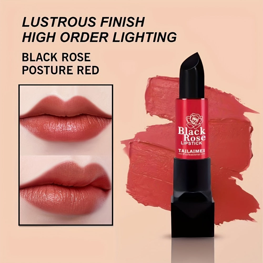 Non-Stick Moisturizing Red Lipstick – Velvety Matte Finish Long Lasting No Transfer Lip Color, Smooth Precise Application Natural Red Tone