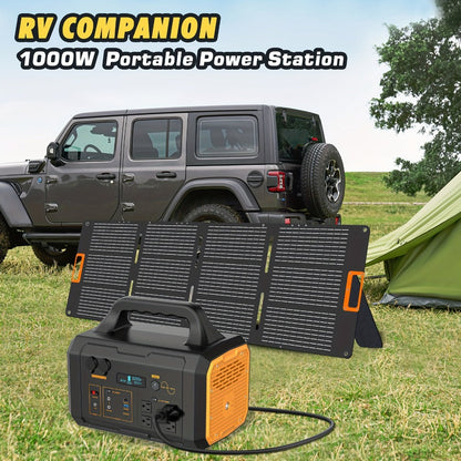 Portable Power Station 1075Wh/294Wh – 1000W/300W Solar Generator, Lithium Battery, 120V AC Outlet, for RV, Camping, Hiking