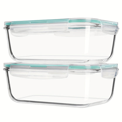 Large Glass Food Storage Containers with Lids 2 Pack, 63oz Borosilicate Glass Meal Prep Containers