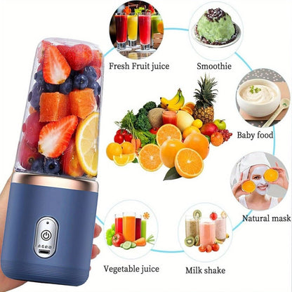 Mini Blender, Personal Smoothie Blender USB Rechargeable 6-Blade 13.5oz Travel Cup Mini Blender for Shakes Fruit Juice