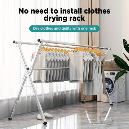 Retractable Stainless Steel Clothes Drying Rack with Dual Rods and 42.52-62.99 or 48.43-78.74-Inch Sizes