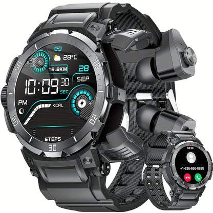 Smartwatch 2-in-1 with Built-In Earphones, 1.46 Inch IPS Touchscreen and 100 Sport Modes with Extra Strap