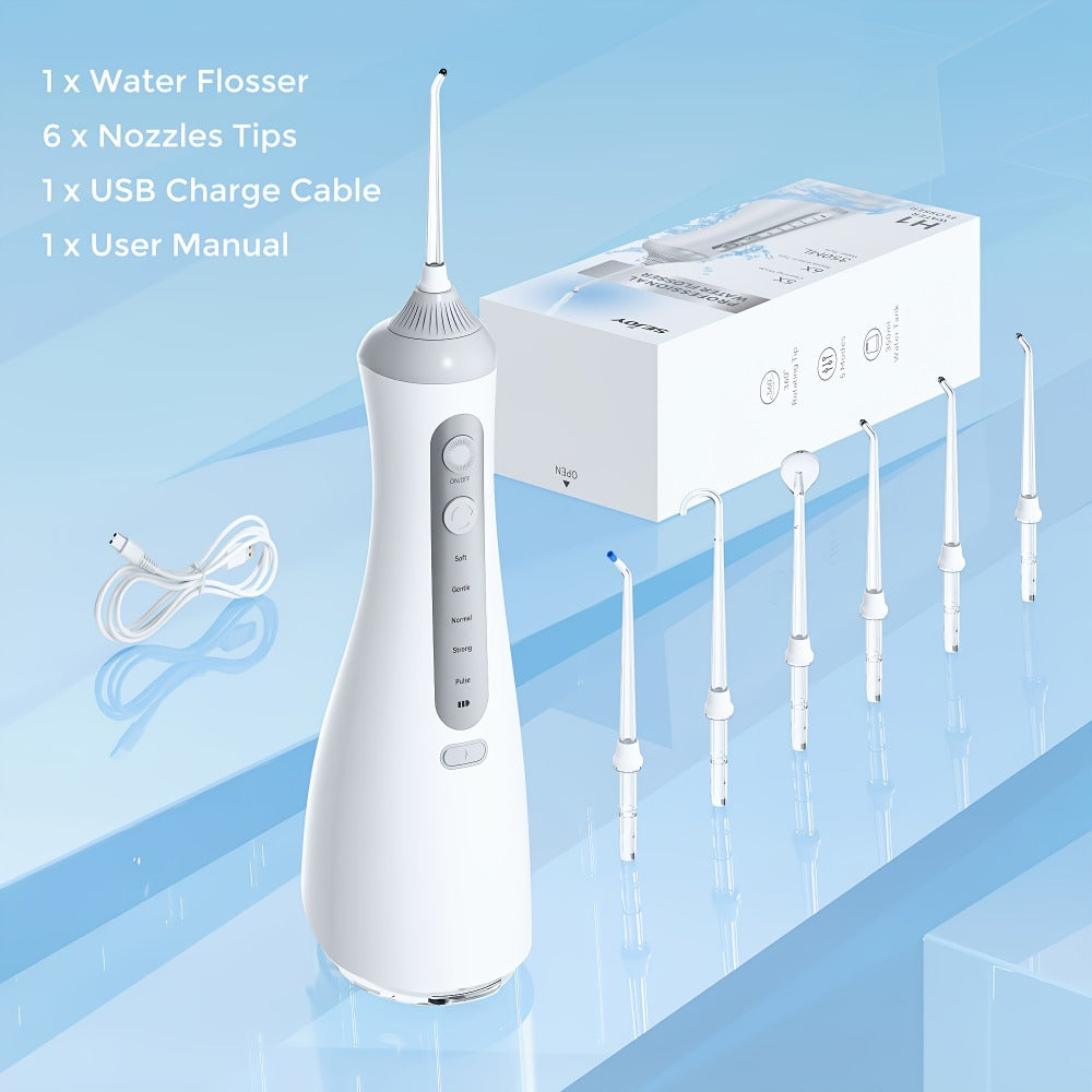 Water Flosser Electric Oral Irrigator 9 Replaceable Nozzles 350mL Tank 20-Day Battery 360° for an Everyday Personal Care Routine