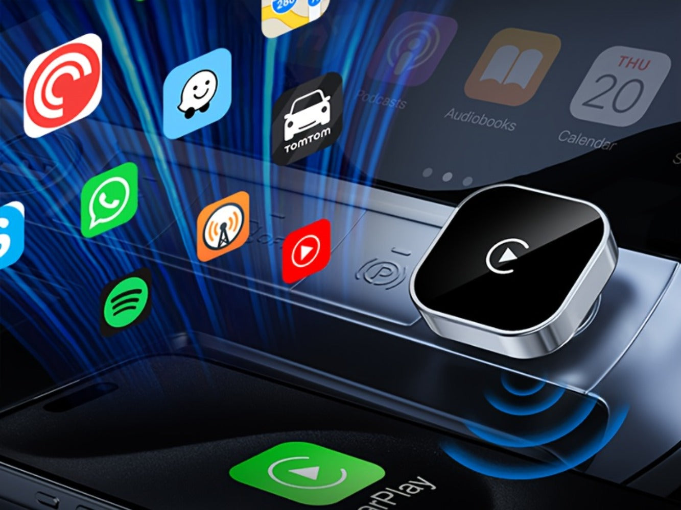 Wireless CarPlay Adapter 2-in-1 for iPhone & Android Auto, Mini USB-C Dongle, Convert Wired to Wireless, Plug & Play, Auto Connect