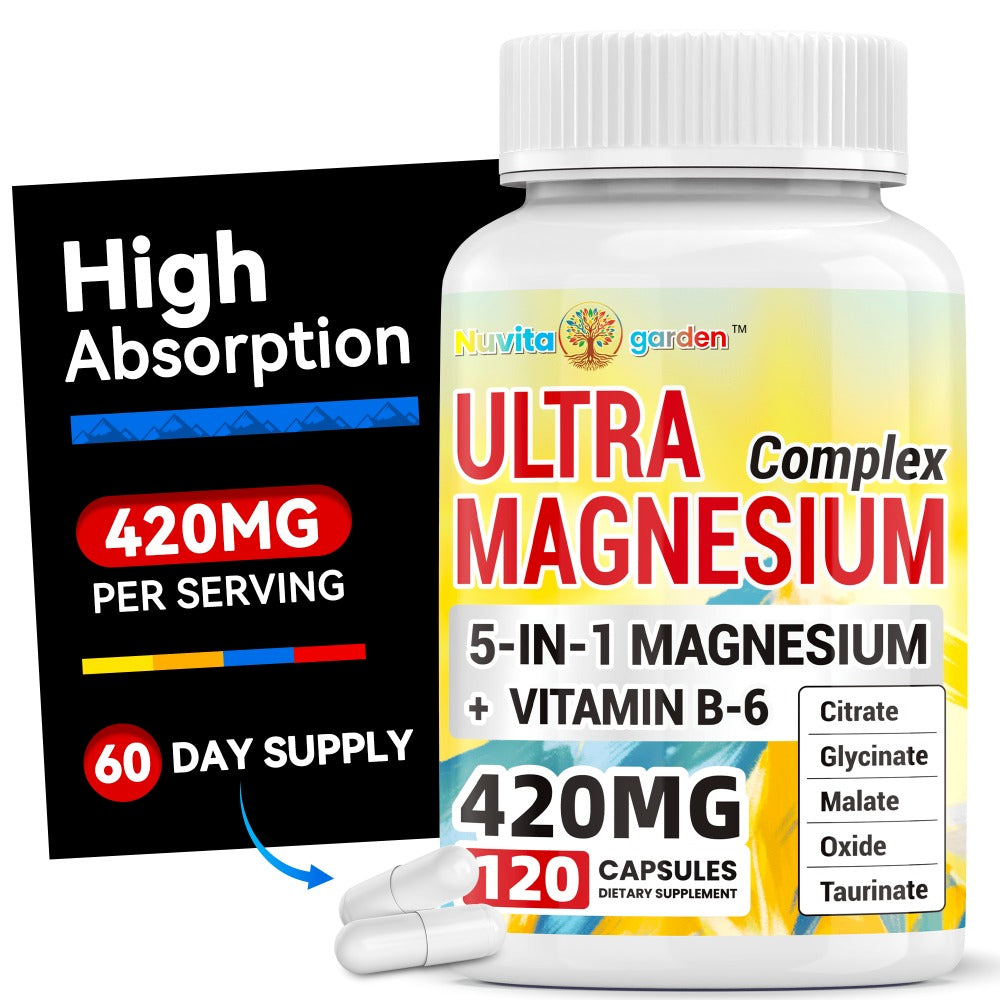 Magnesium Complex 420mg Capsules 120 Count with Vitamin B6 for Bath Time, Home Spa and Personal Care