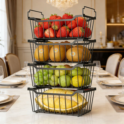 Freezer Organizer Bins Stackable with Foldable Handle - Chest Freezer Storage Baskets Rack, Space Saving Refrigerator Organizer Bins