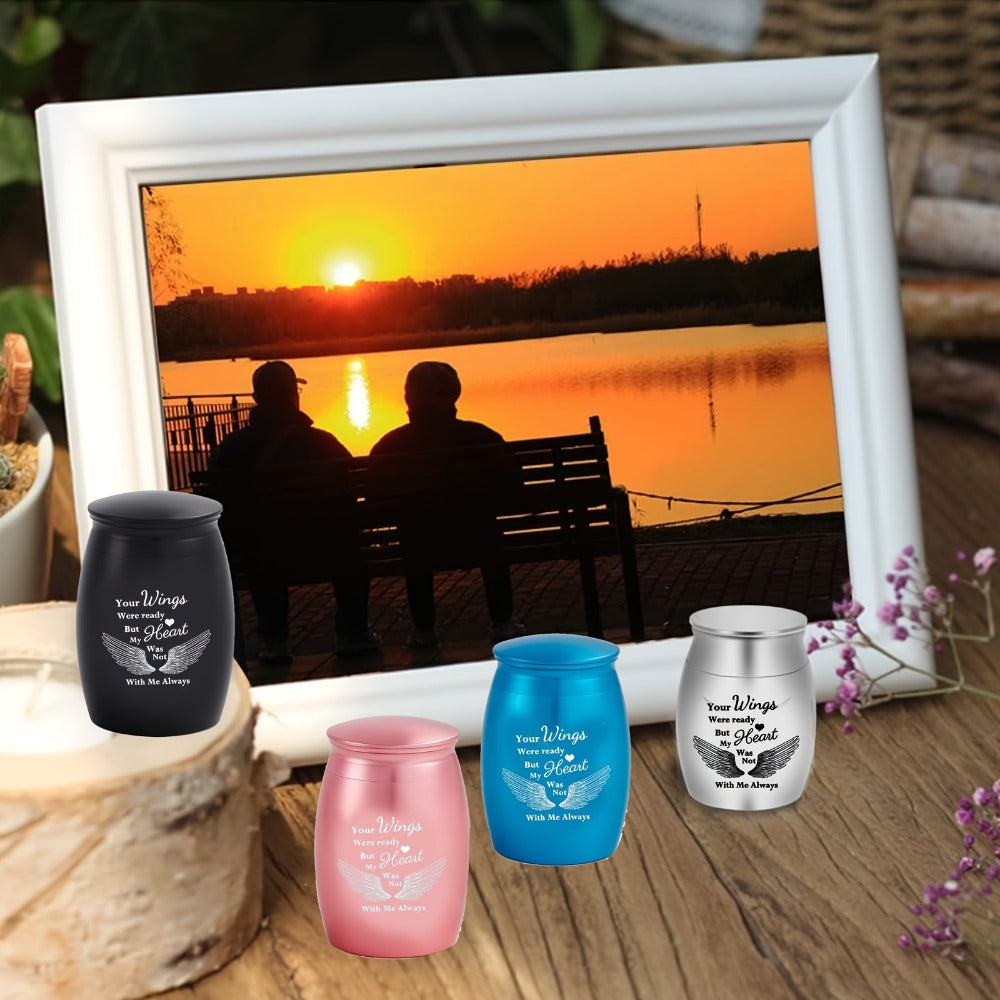 Mini Keepsake Urns for Human Ashes 4pcs, Small Metal Memorial Urn Set for Pet Ashes 1.57 Inch 4 Colors Remembrance Gift