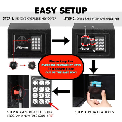 Fireproof Home Safe Box with Digital Keypad and Key Lock Steel Security Safe for Money for Entryways, Bedrooms and Living Spaces
