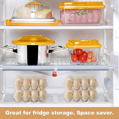 52/104-Pack Clear Plastic Egg Cartons Bulk with Sticker Labels – Reusable 12-Count Egg Containers for Home Farm Market Display