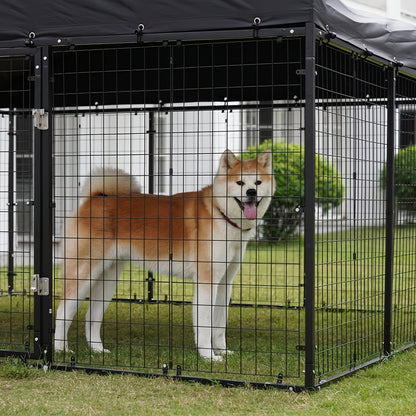 Outdoor Dog Kennel Heavy Duty Galvanized Steel with Roof Double Safety Locks Rust-Resistant Large Dog Cage Fence Run for Big Dogs