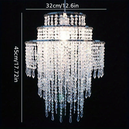 Crystal Beaded Chandelier Lampshade Acrylic Sparkling Droplets Elegant Ceiling Light Fixture for Entryways, Bedrooms and Living Spaces