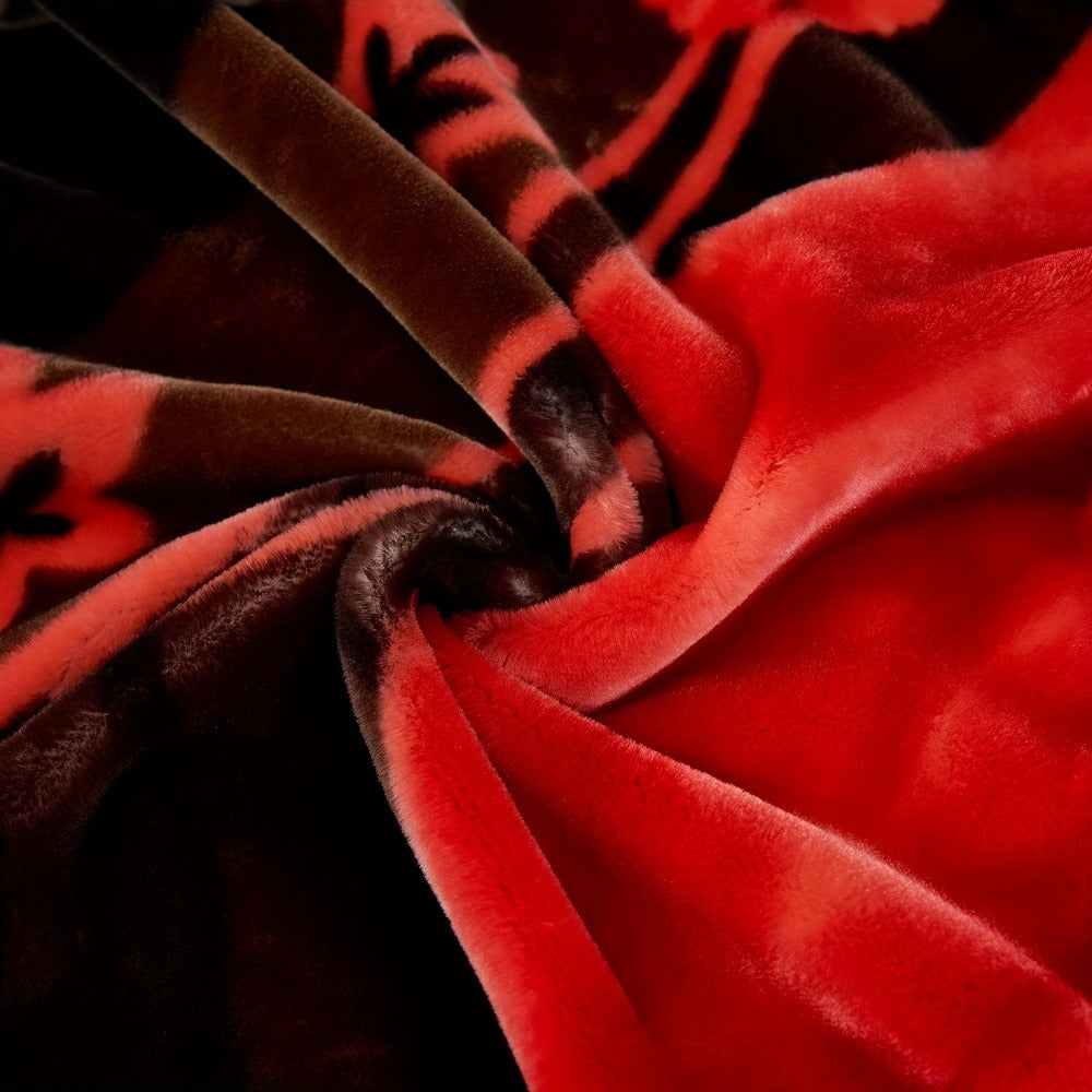 Reversible Plush Blanket 2-Ply 520GSM Milk Velvet - Queen King Size Blanket with Vibrant Animal & Floral Designs