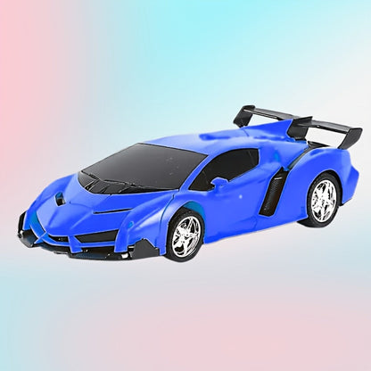 Remote Control Car, 1:18 Transforming Robot Model with One-Button Change, LED Lights, 360° Drift and Four Colors
